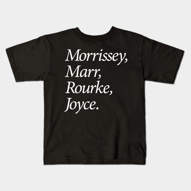 Morrissey, Marr, Rourke, Joyce (white) Kids T-Shirt by conform